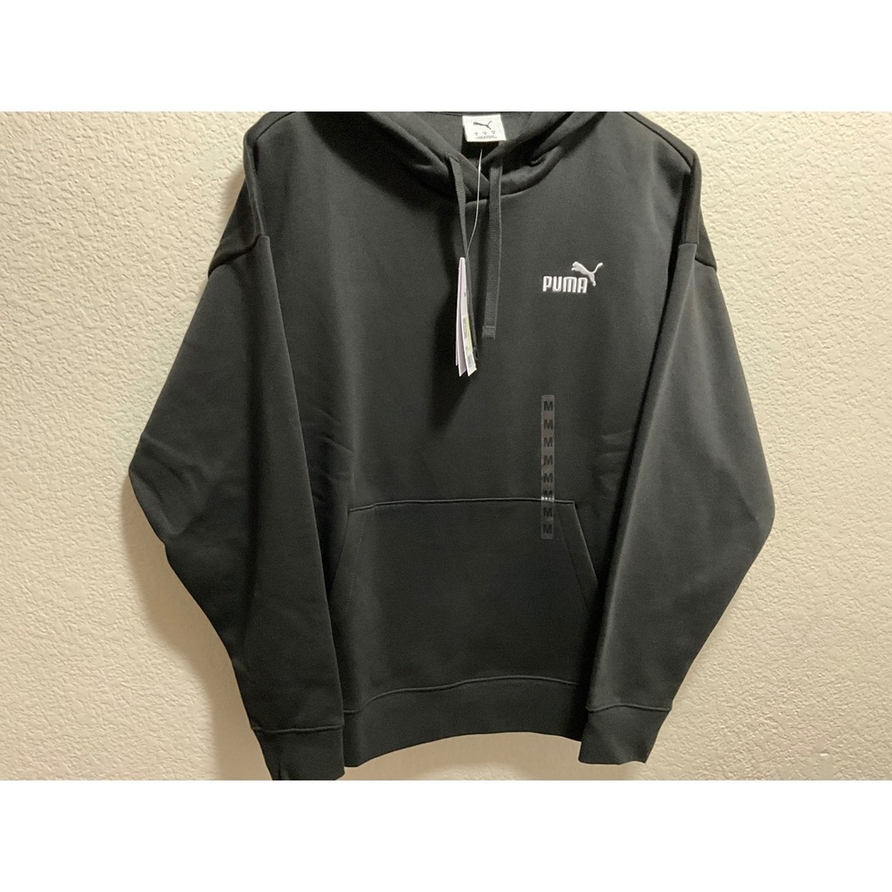 Puma‎ Womens Essentials Logo Hoodie Black Fleece Pullover Sweatshirt Medium NWT